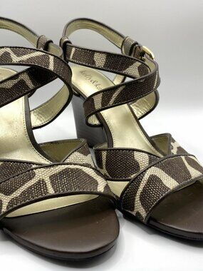 Kelly & Katie Animal Print Strappy Wedges 8